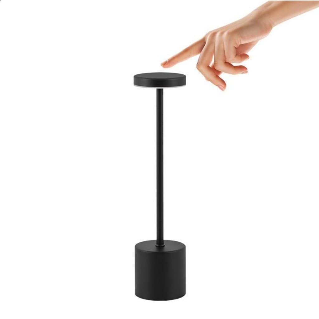 Luminária Led Recarregável Touch Com Dimmer Sem Fio Preta