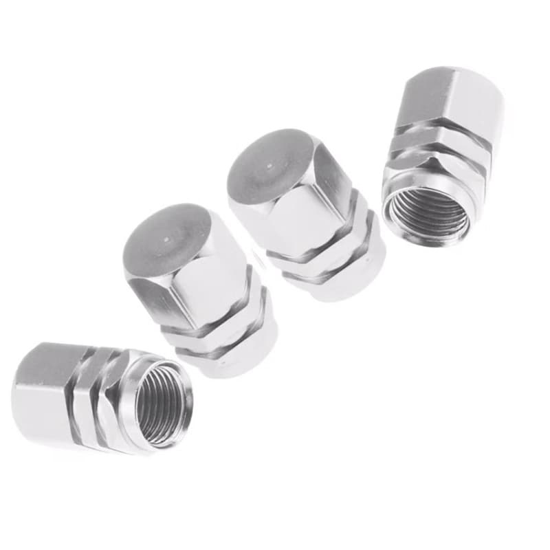 Kit Tampa Válvula Bico Pneu Alumínio 4 Pçs Universal Carros Motos Onibus e Caminhão MT01
