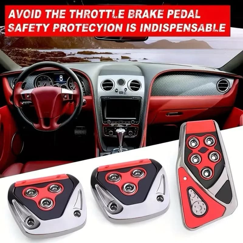 Vermelho/preto/ antiderrapante não perfurado acelerador embreagem Pedal de freio peças de modificação do carro engre