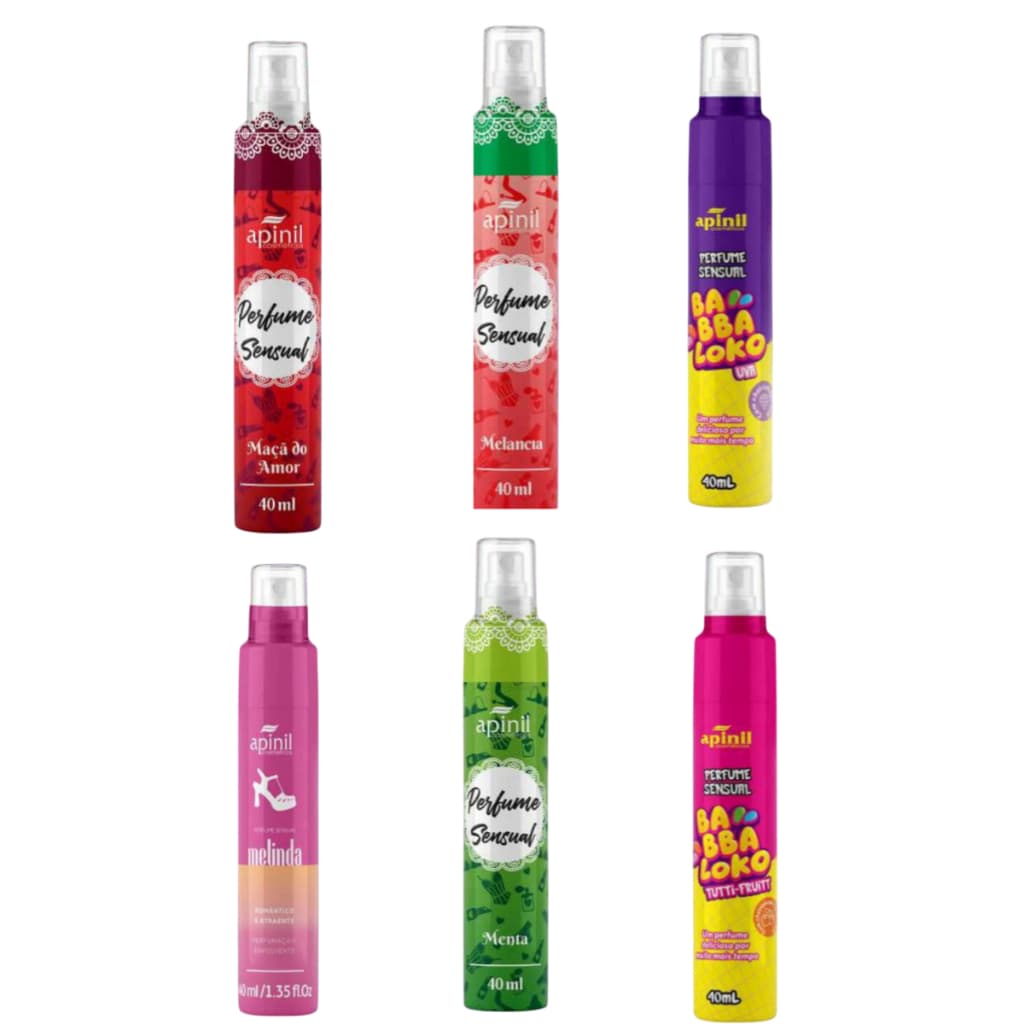 Kit com 6 Aromatizador Spray Perfume Sensual - Apinil 40 ml