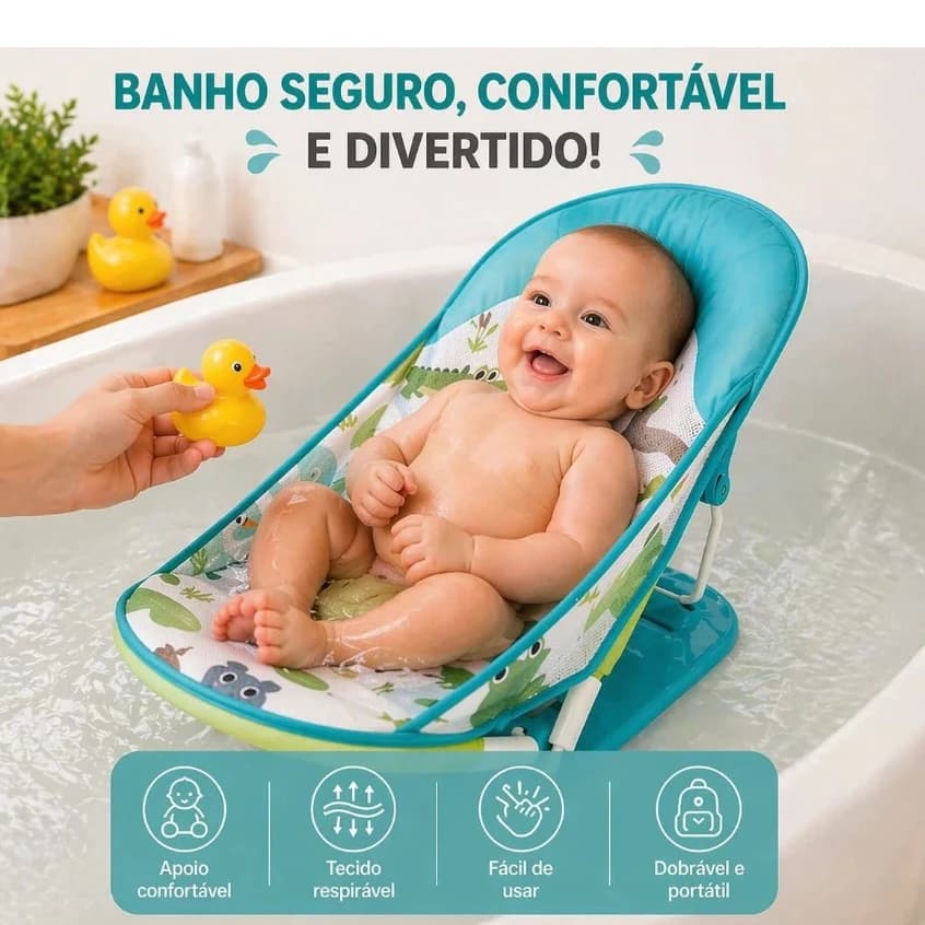 Cadeira Cadeirinha Balanco Bebe Assento Banho Banheira Dobravel Portatil