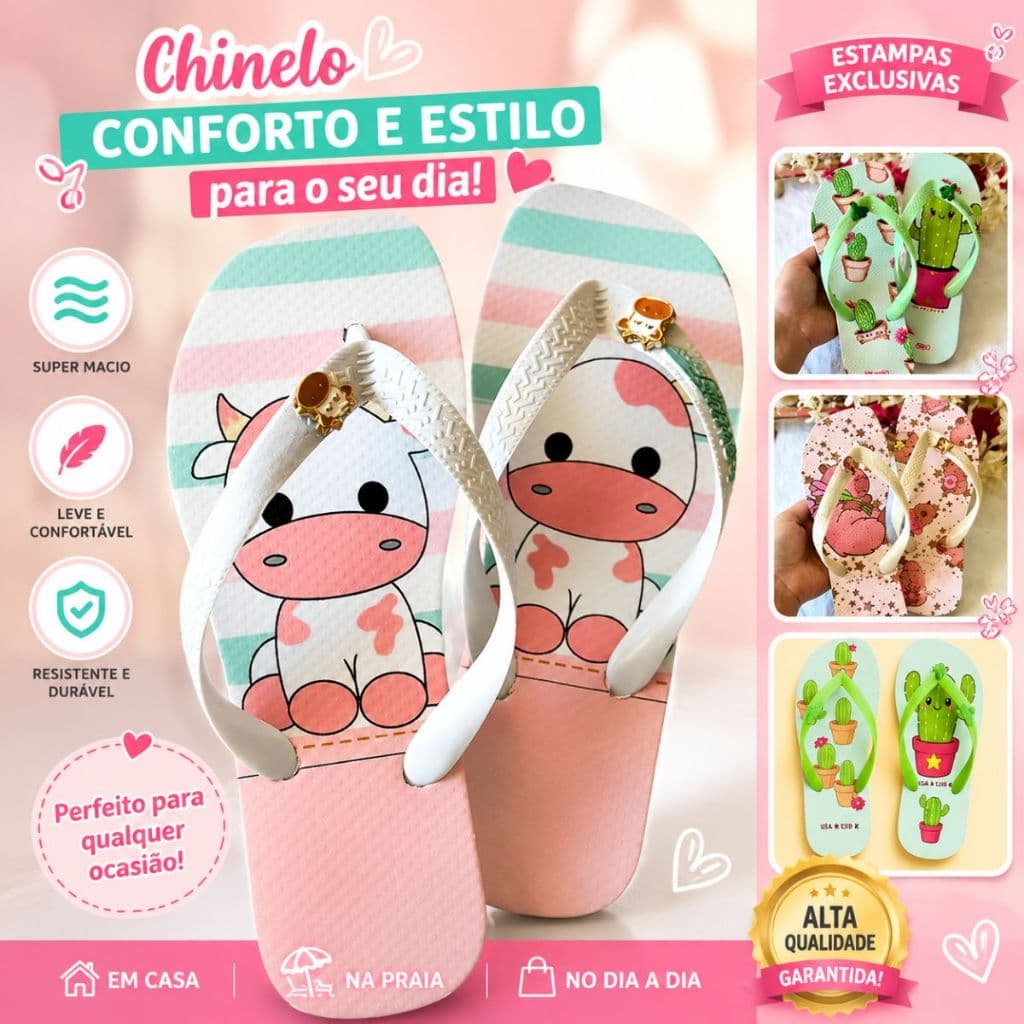 Chinelo Feminino Slide com Pingente Sandália Confortável Macia Casual Antiderrapante Fashion