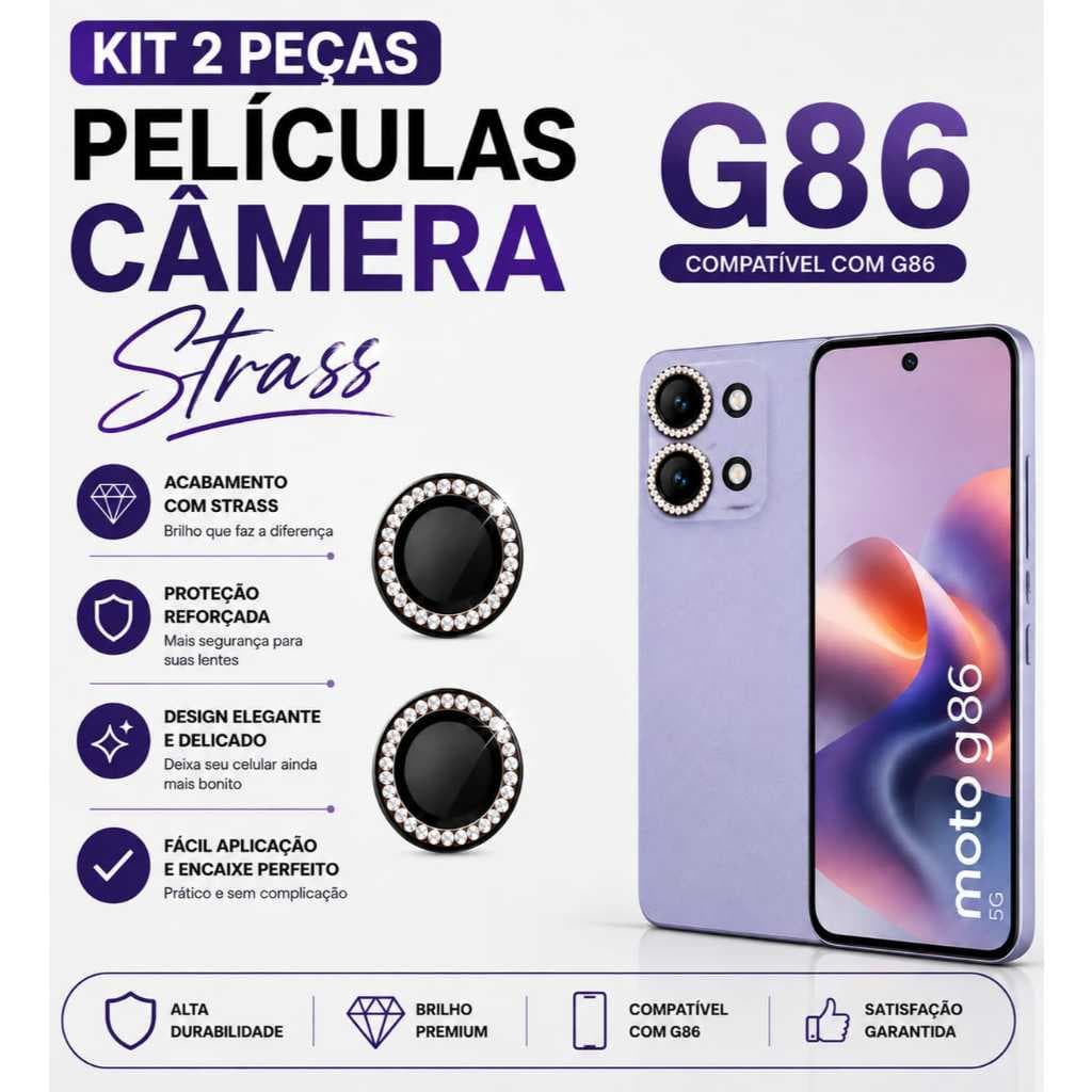 Kit (2 Peças) Película Câmera Strass G86 Protetor Da Lente Colorido