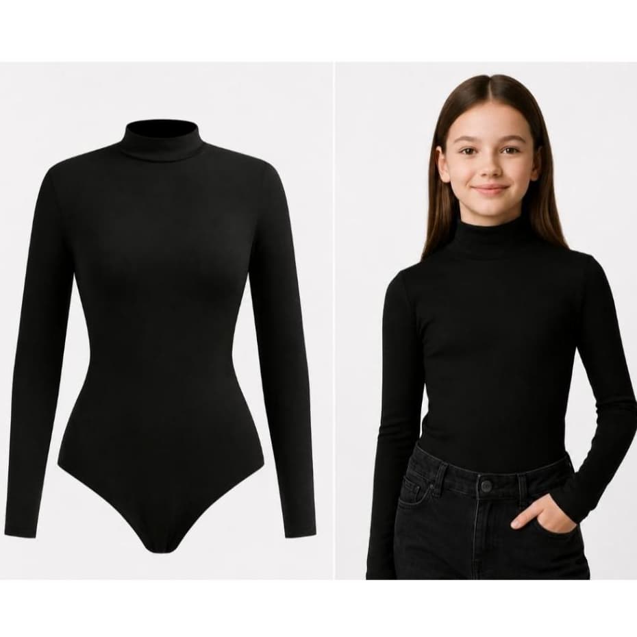 Body Feminino Infantil Collant  PP 34-36 e P 36-38 Suave Leve e Tecido Flexível Proteção Frio e Calor
