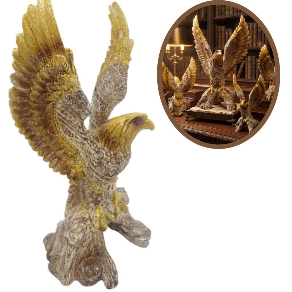 Escultura Águia Decorativa Dourada – Símbolo de Poder, Prosperidade e Liberdade -TAGA 03