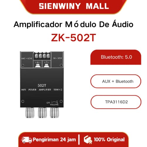 Amplificador ZK-502T 50W 2 Módulo De Áudio De Ajuste De Alta Baixa Frequência Subwoofer Pro HiFi