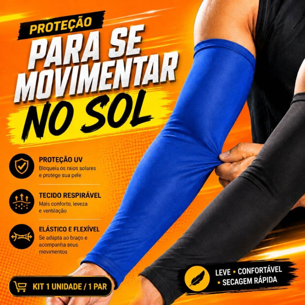 Kit 2 / 1 Pares Manguito Proteção Solar UV50+ Segunda Pele Respirável Manga Braço Para Esportes