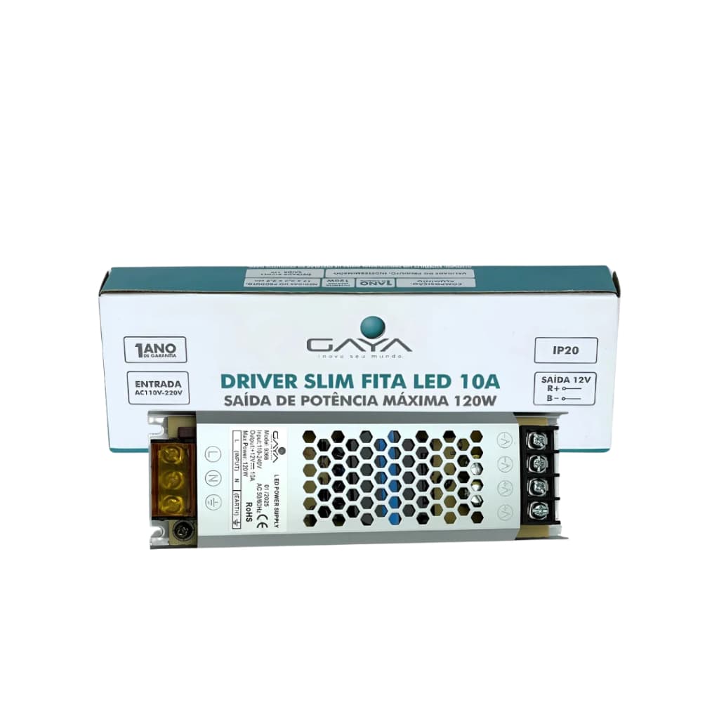 Fonte Driver Slim 10a Entrada Bivolt Saída 12v 120w Ip20 9368