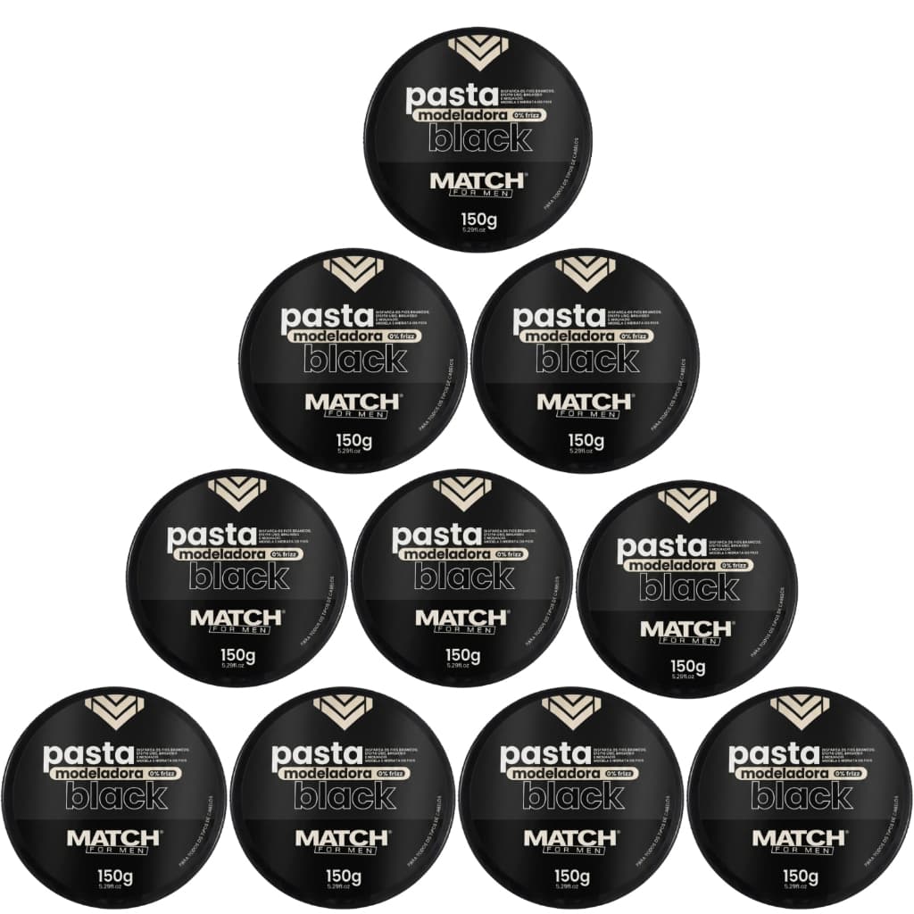 Kit 10 Pomada Black Match For Man 150g Pigmentante Disfarça Fios Branco