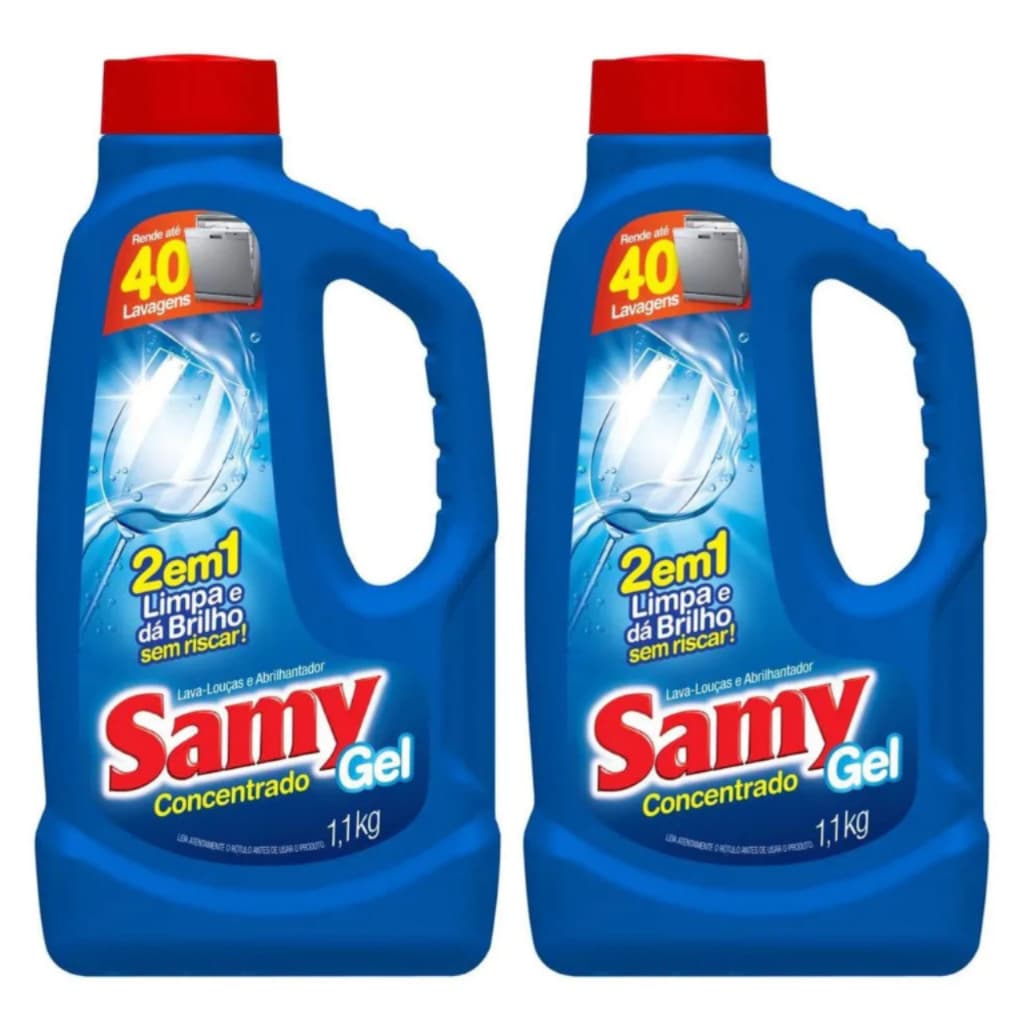 Kit 2 Lava Louças em Gel Concentrado Samy 1,1Kg para máquina (ENVIO IMEDIATO)