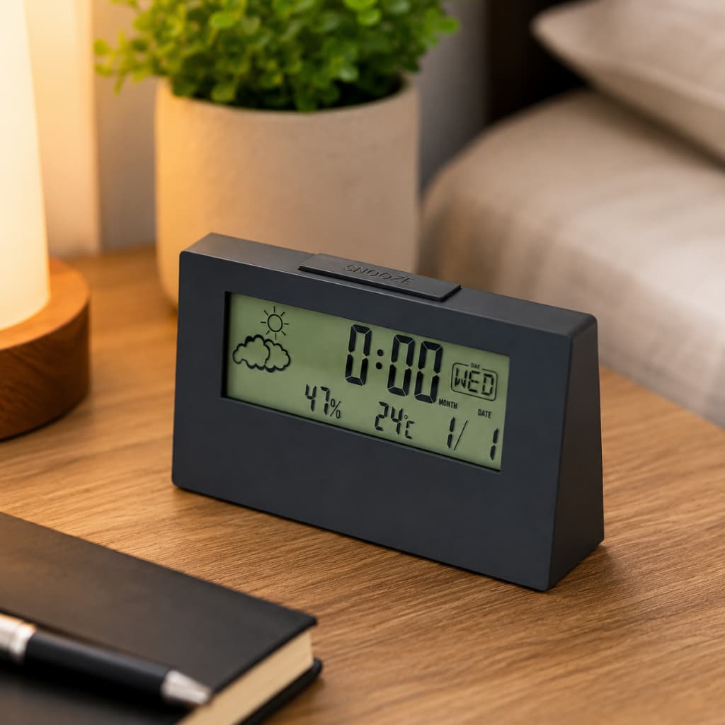 Relogio Despertador Digital Mesa Moderno Portatil Luz Noturna Design Variadas Cores