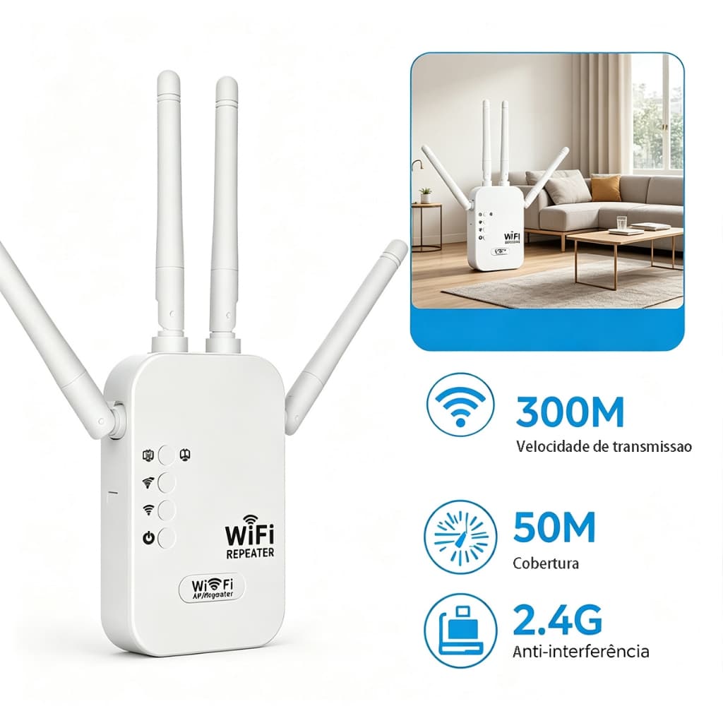 Repetidor Amplificador De Sinal Wifi 300Mbps Ultra Rápido Sinal Forte -G8