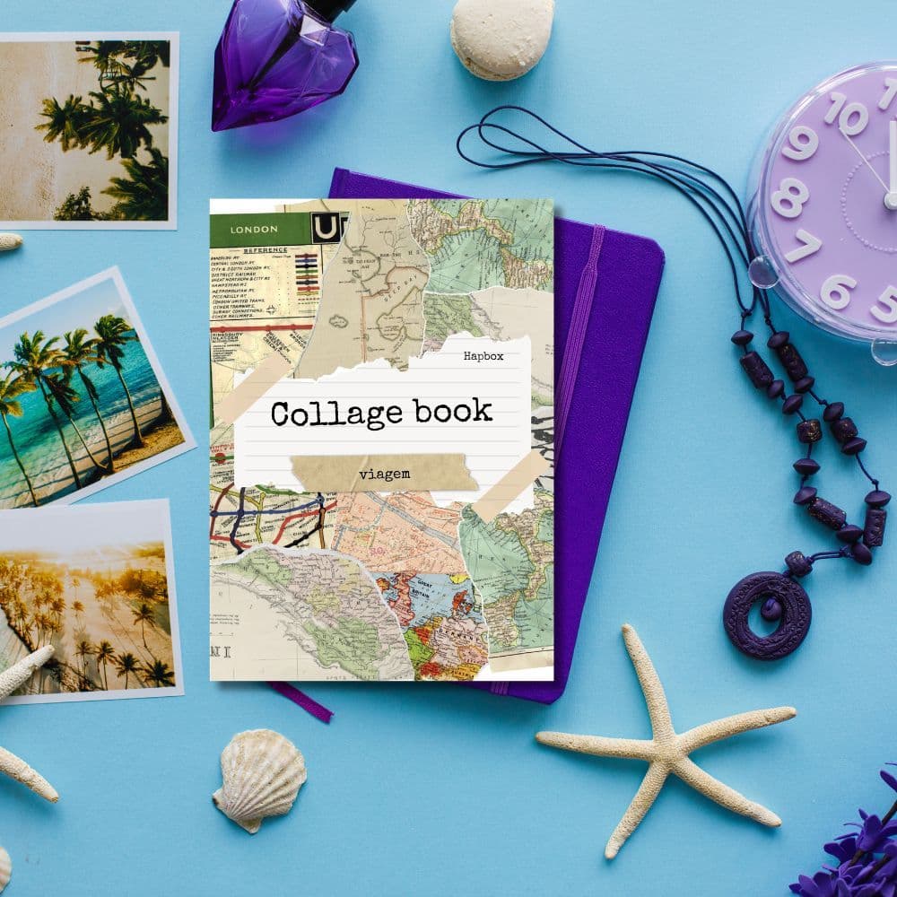 Livro de recortes bullet journal A5 kit com 10 folhas viagem ferias