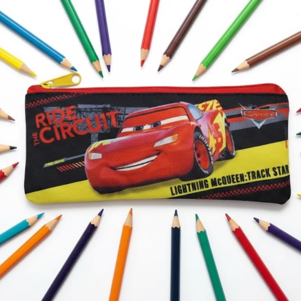 Estojo Infantil Carros Relâmpago Mcqueen Vermelho Desenho Masculino Menino