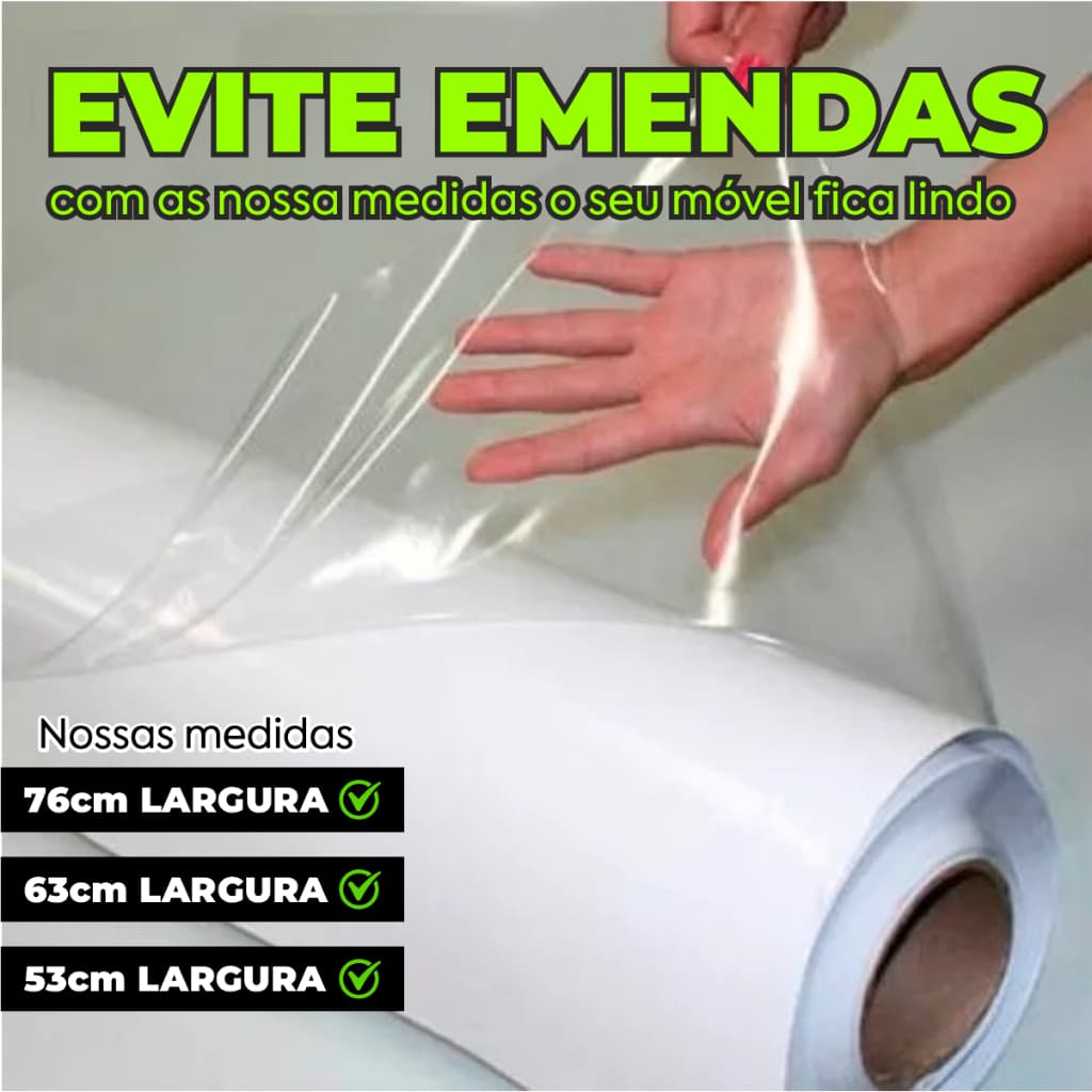 Adesivo vinil Transparente larguras 76,63 e 53 cm Para Proteção Envelopamento Moveis e Paredes