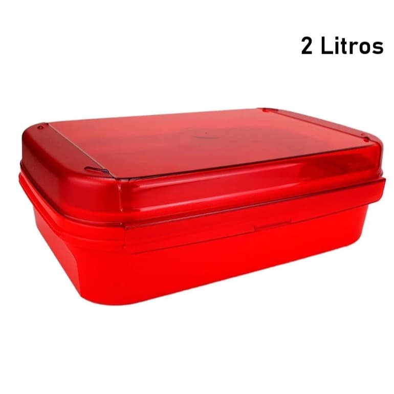 Tupperware Modular Retangular Classic 2 litros Vermelho