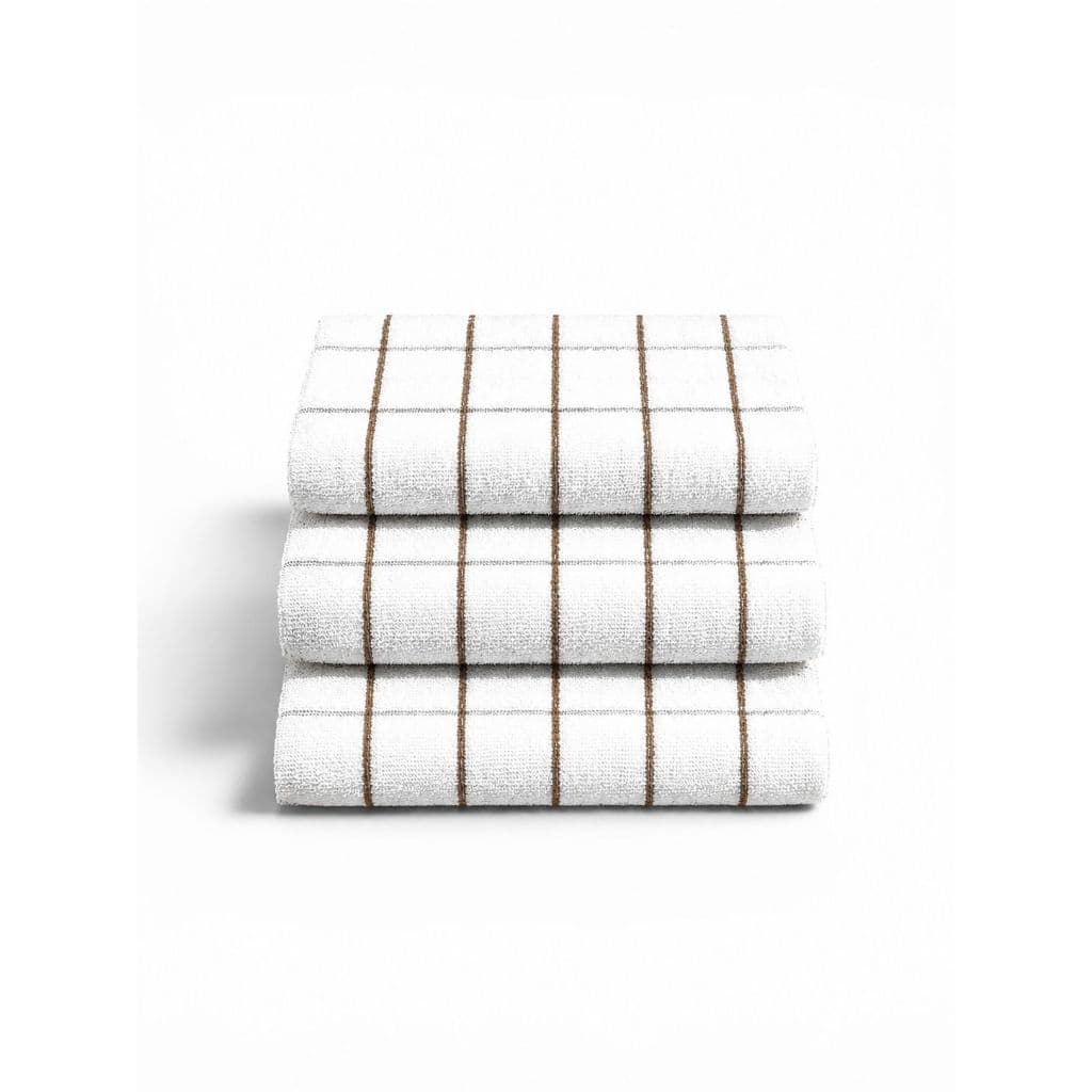 Kit com 3 Panos de Prato Atoalhado TEKA Branco com listra Chef 100% Algodão