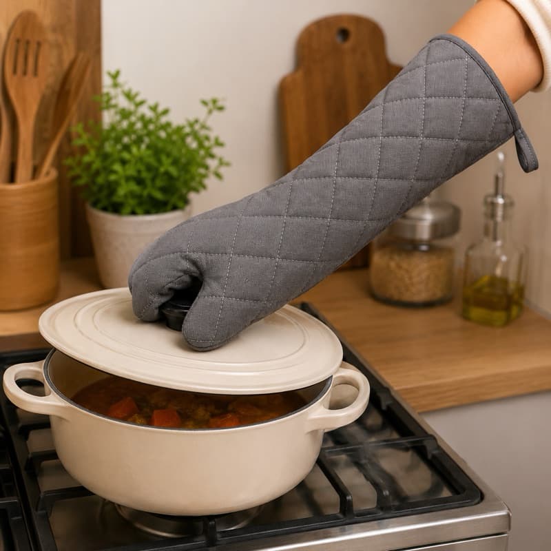 Luva Matelassê Térmica 45cm Profissional para Cozinha Forno e Panelas