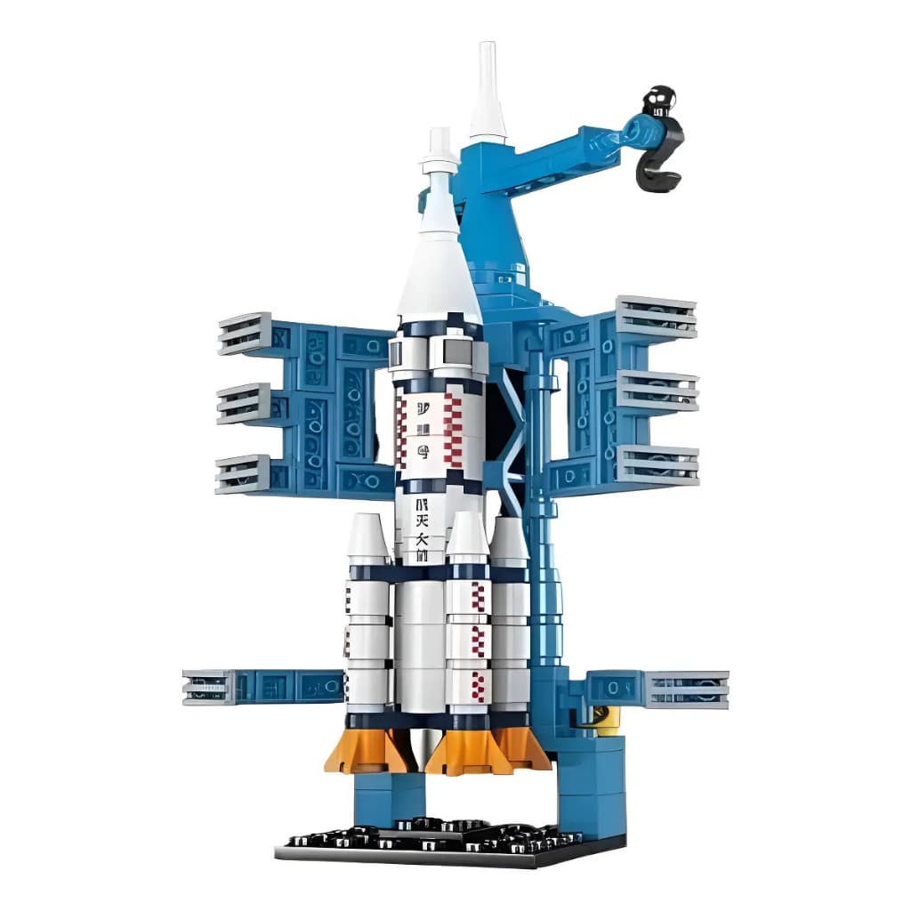 Foguete Espacial 130 Peças Base de Lançamento Estação Espacial Blocos de Montar Infantil Educativo
