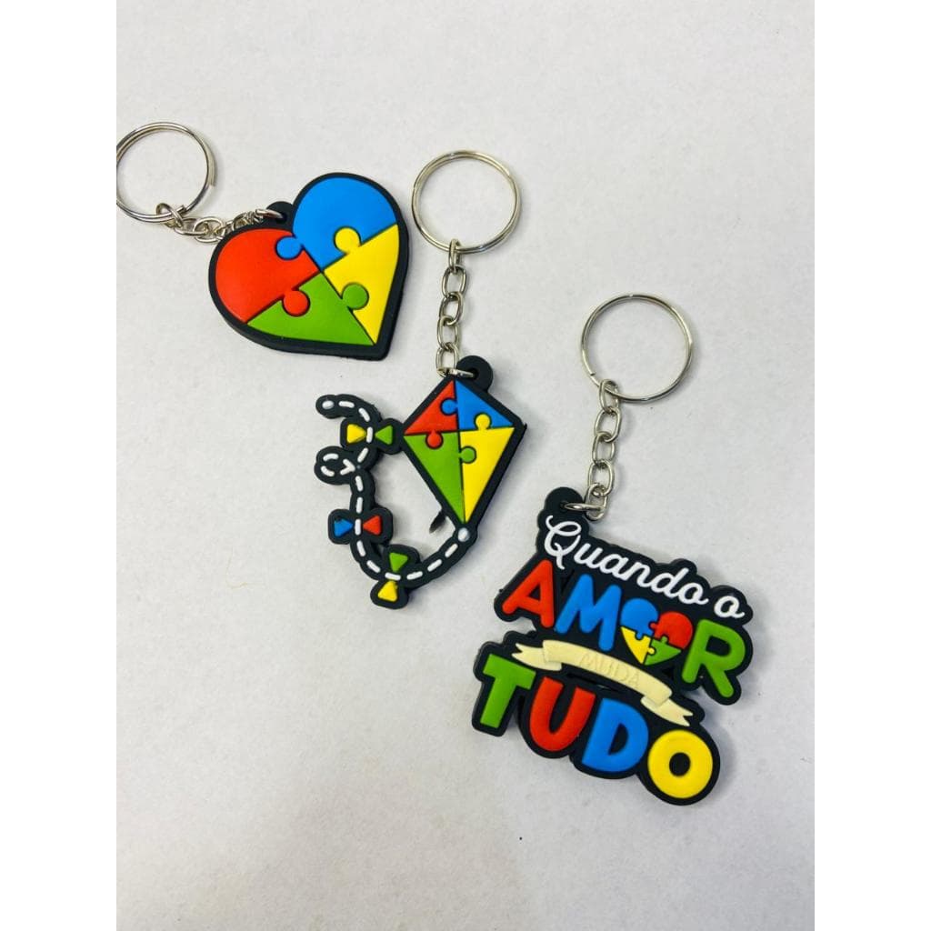 Kit 3 chaveiros emborrachados - Trio Autismo
