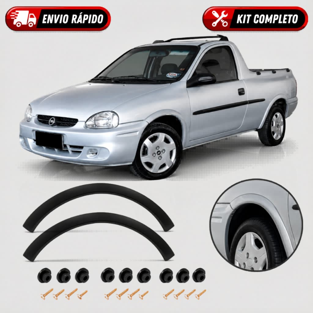 Moldura Para-lama Pick Up Corsa Dianteira Texturizada Moldura + Kit Fixação Wind 2P Super 4P 94/ 02
