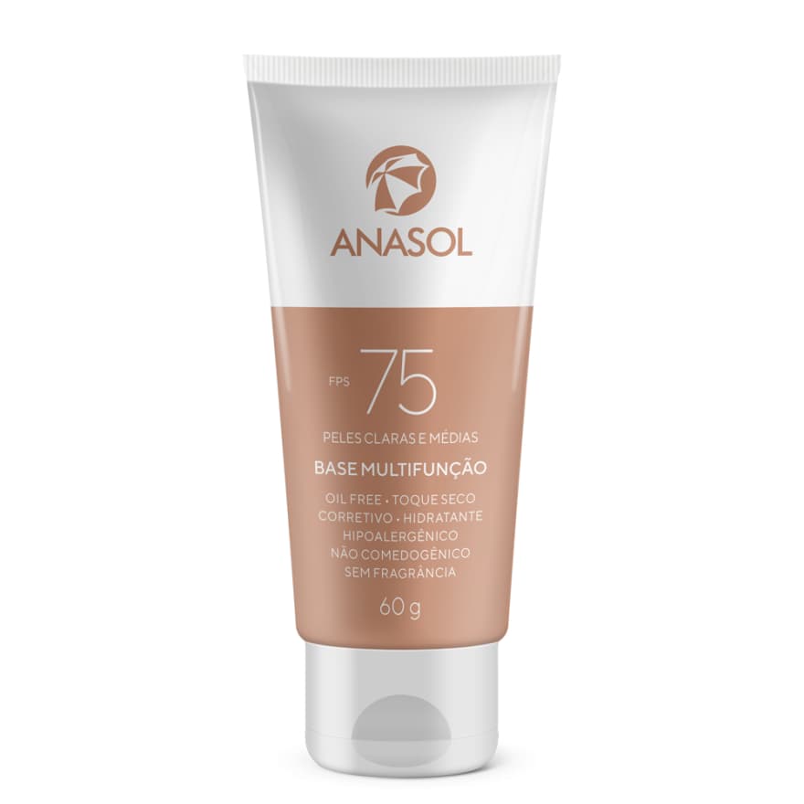 Protetor Solar Facial Base Multifunção Anasol FPS 75 Peles Claras e Médias Toque Seco Oil Free