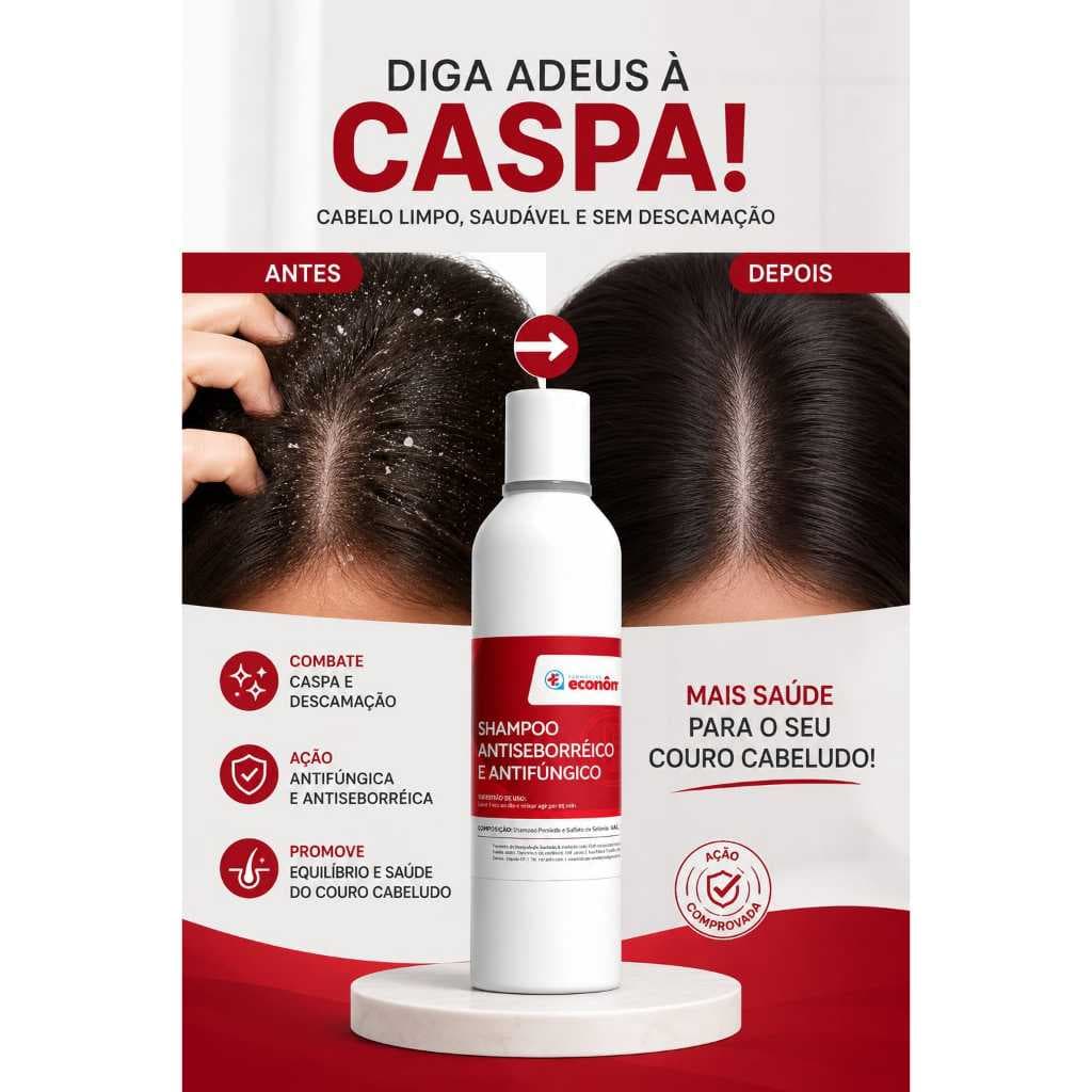 Shampoo Anticaspa Antifúngico 120ml - Controlo Dermatite Seborreica e Coceira
