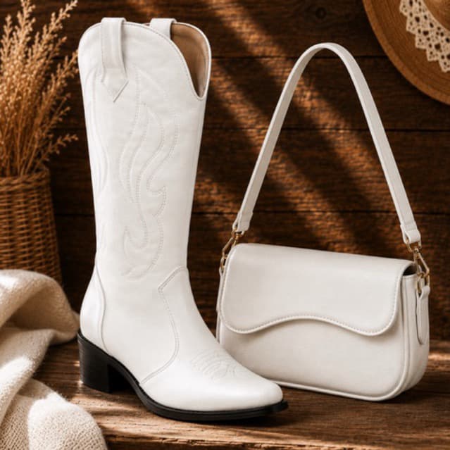 Kit Bota Country Feminina + Bolsa Linda Estilo Cowboy