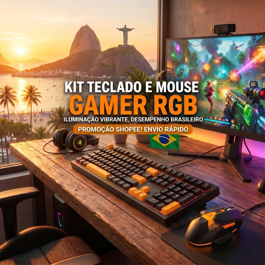 Kit Teclado e Mouse Profissional Com Fio USB Retroiluminação RGB, Ideal para Iniciantes e Jogos no PC/Notebook