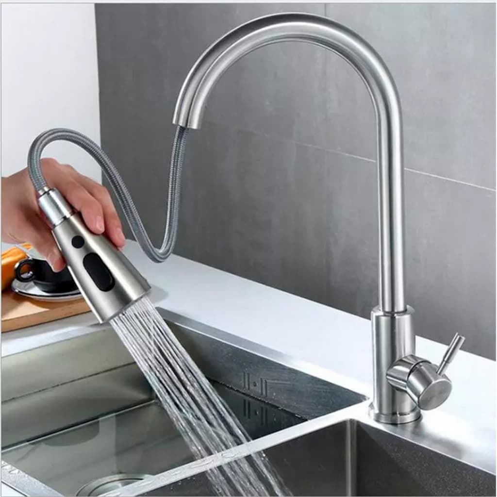 Torneira Para Cozinha Gourmet de Bancada Monocomando Com Spray Flexivel Misturador de Temperaturas + 2 Mangueiras