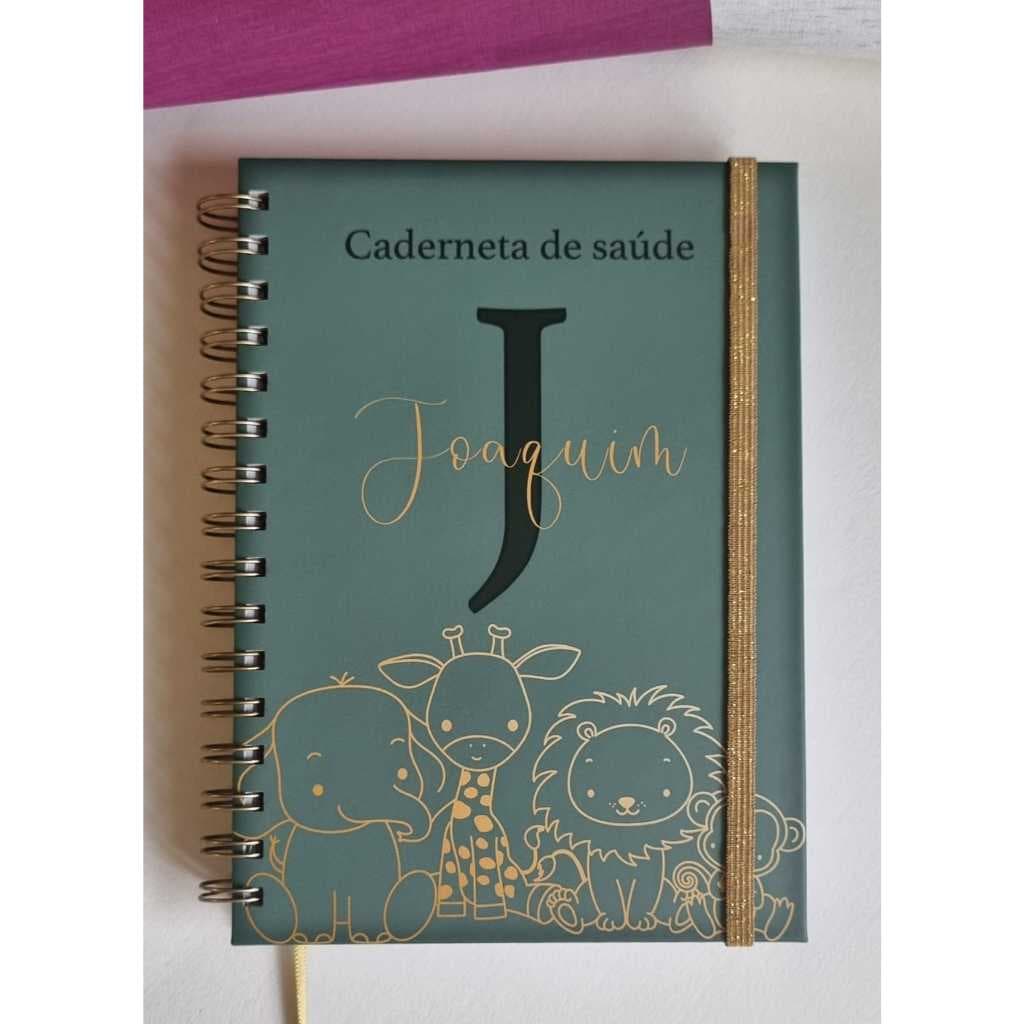 Caderneta de Vacinação e Saúde Do Bebê Personalizada com Nome | Tema Safari