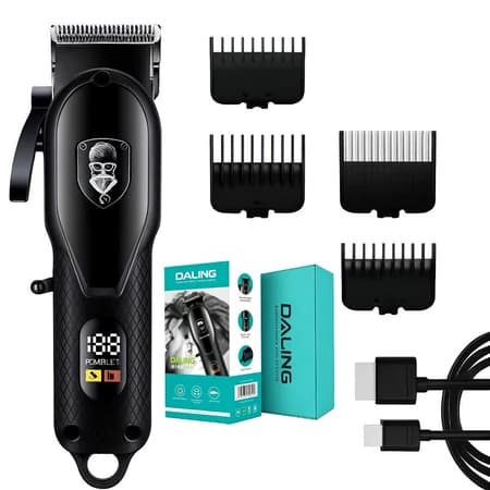 Máquina de Cortar Cabelo Sem Fio 4 Pentes Elétrica Acabamento Cabelo Barba Pezinho (DL-1755)
