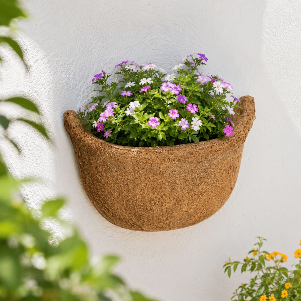 Meio Vaso de Fibra de Coco Grande 30x15cm Artesanal para Samambaia Orquídea Jiboia Suculenta