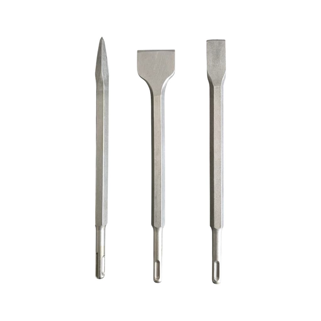 Jogo Kit Talhadeira Plana Alargada E Ponteiro Sds Plus 250mm Alta Resistência 3 Peças