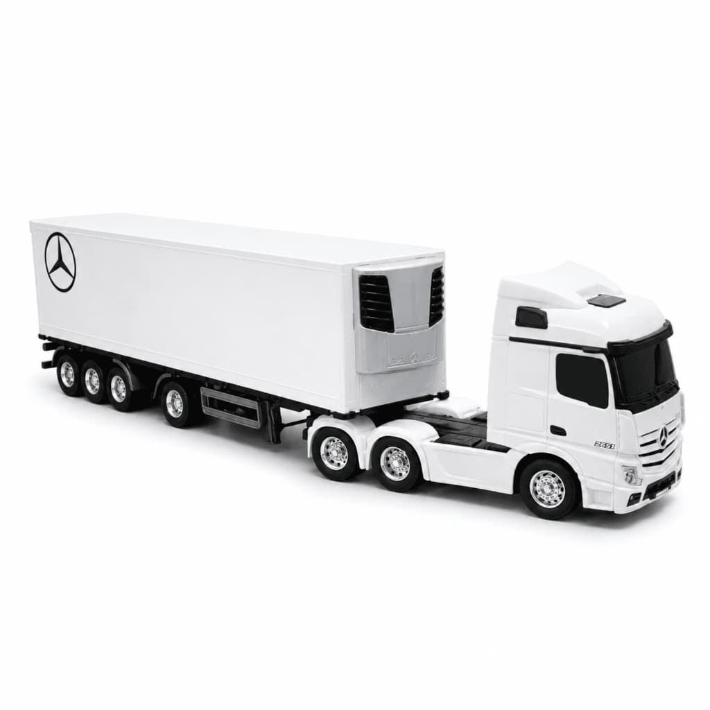 Caminhão Mercedes Benz Actros Baú Refrigerado Infantil Grande 53cm Brinquedo Premium