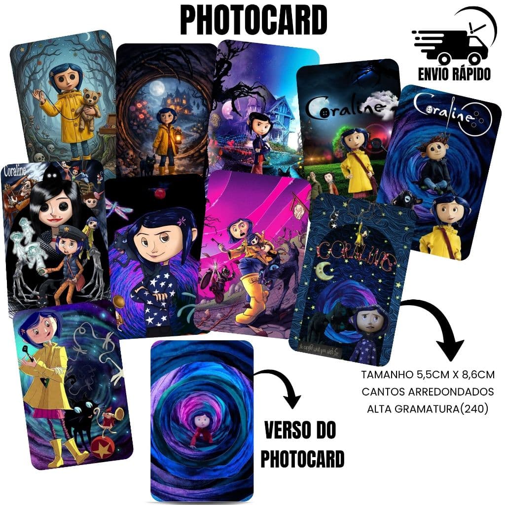 kit Photocard Coraline/Hikaru/Alien Stage 10 Unidades - Frente e Verso
