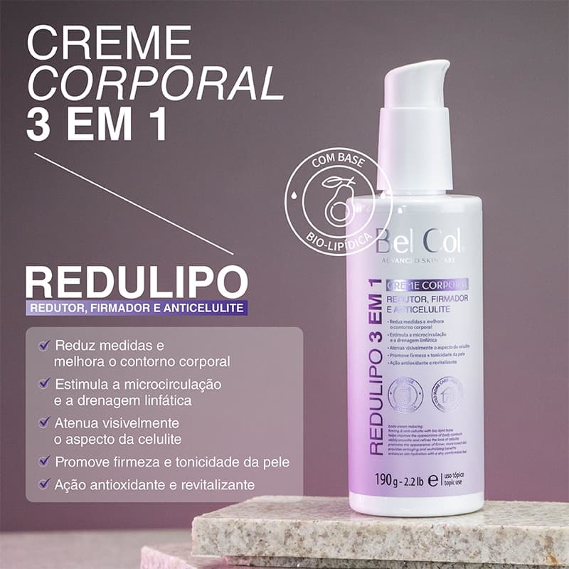 Creme Firmador Redutor Anticelulite Redulipo 3x1 Bel Col
