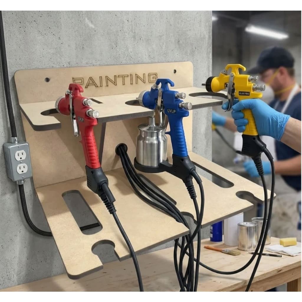Suporte Para Pistola De PIntura 3 Pistolas Em Mdf