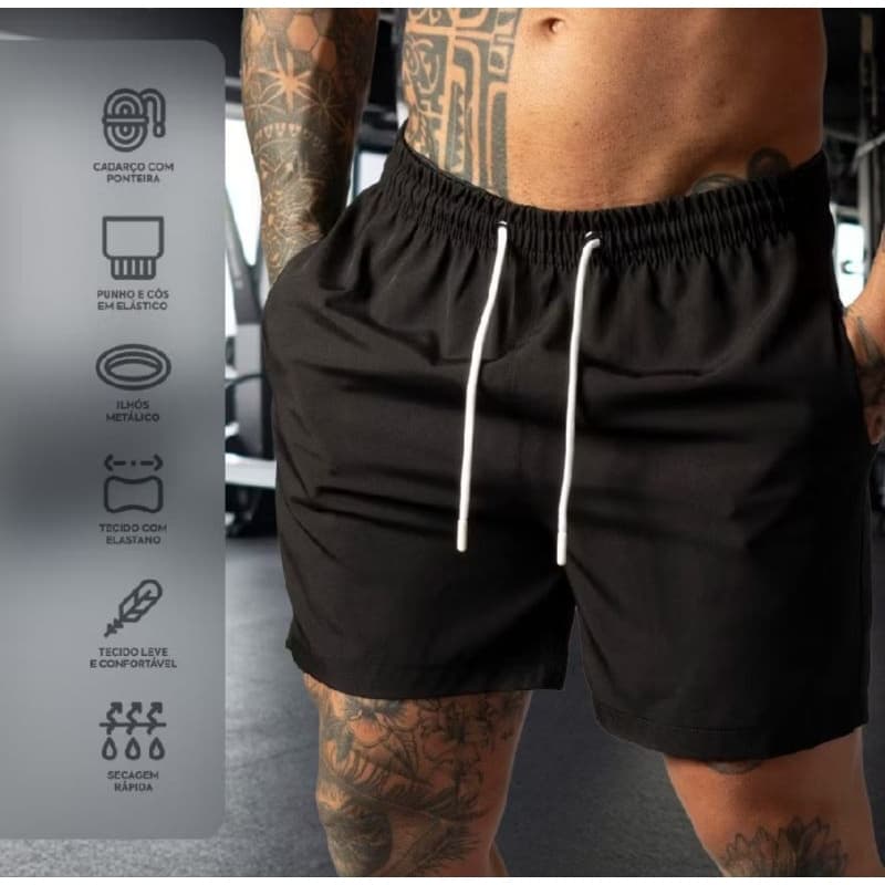 Kit 3 Shorts Masculinos Básicos Elastano Casual Praia Verão