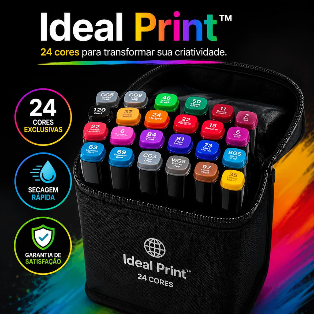 Kit 24 Canetas Hidrográficas Coloridas Para Colorir Livros Desenho e Lettering