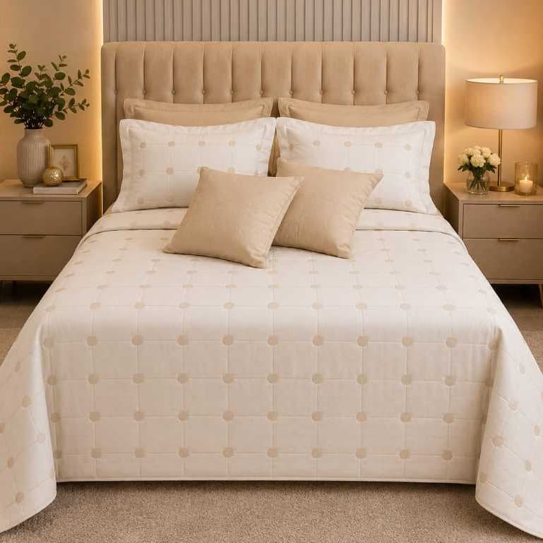 Kit Cobre Leito Colcha Lunna Casal Queen King 400 Fios Toque de Seda 7 Peças
