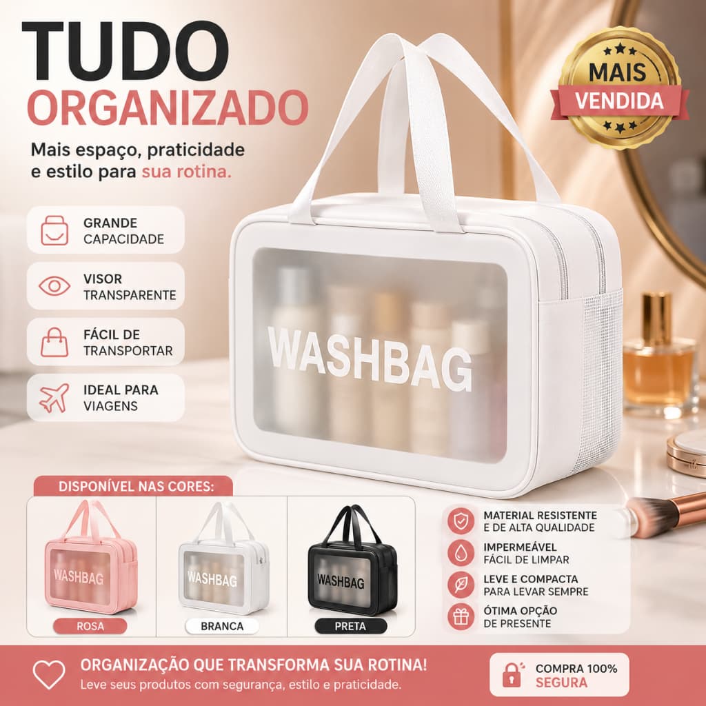Necessaire Organizadora Feminina Grande Bolsa Maquiagem Viagem Com Alça Porta Cosméticos