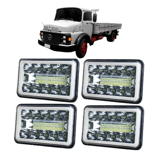 Kit 4 Faróis Led Mb 1113 Cara Preta Drl Seta Adaptação