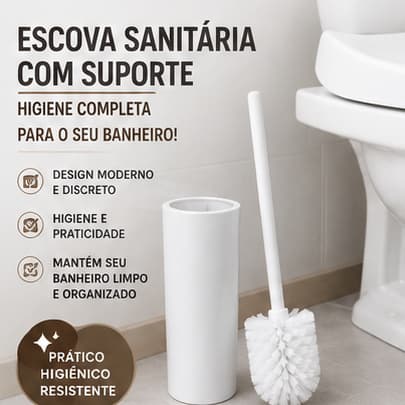 Escova Banheiro Suporte Compacto Design Moderno Resistência Alta - Branca