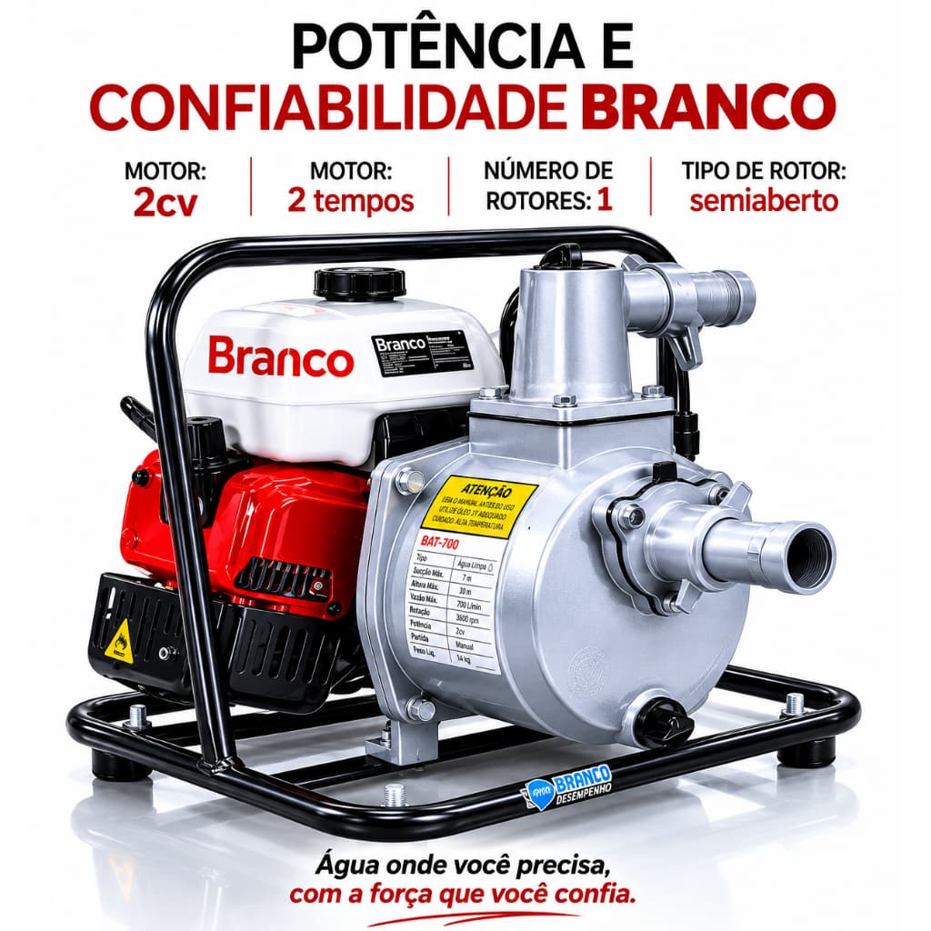 Motobomba Centrífuga A Gasolina com Partida Manual 2,0CV 1Pol - BRANCO