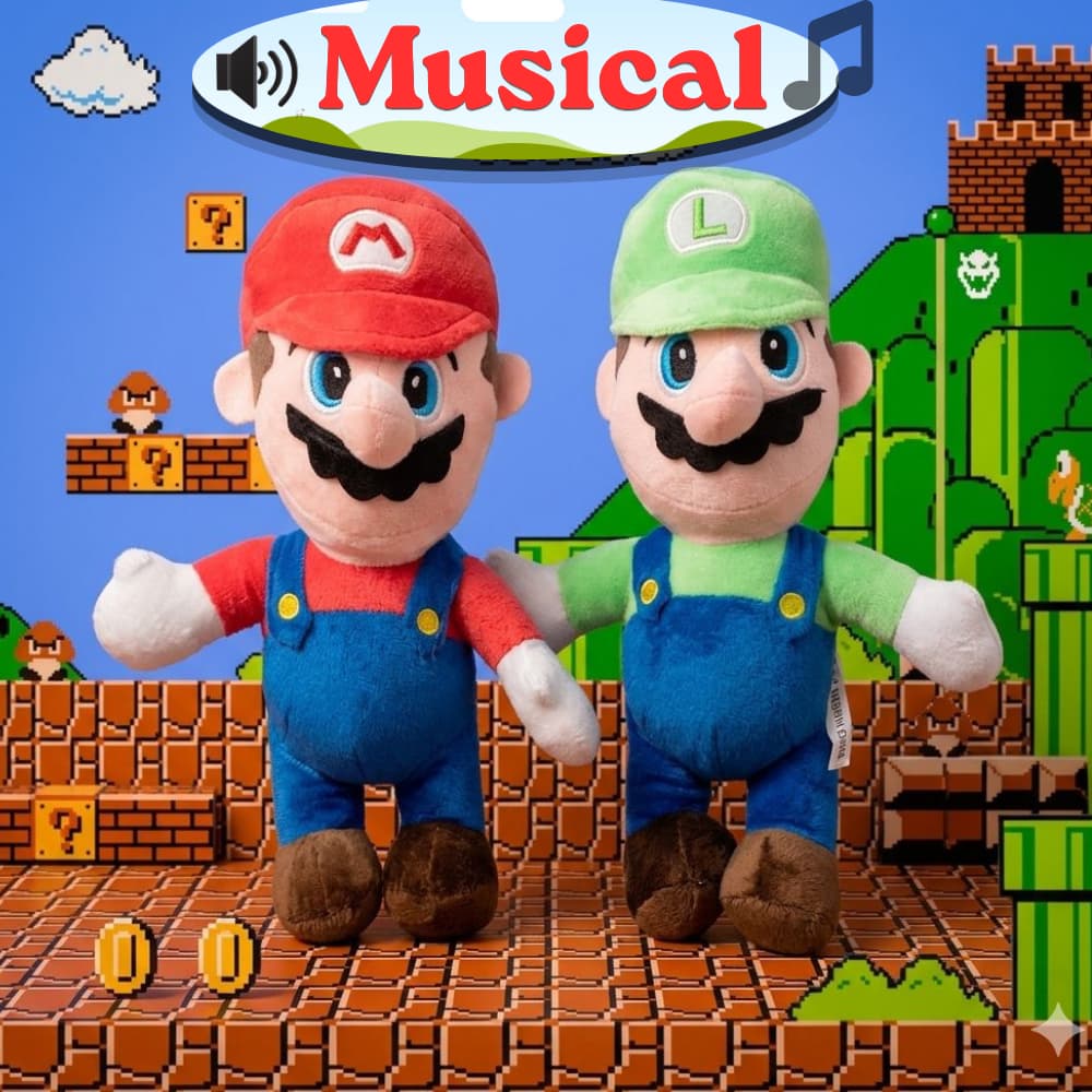 Pelúcia Super Mario Bros 28 cm - Antialérgico Musical - Boneco Mario Bros - Brinquedo - Presente
