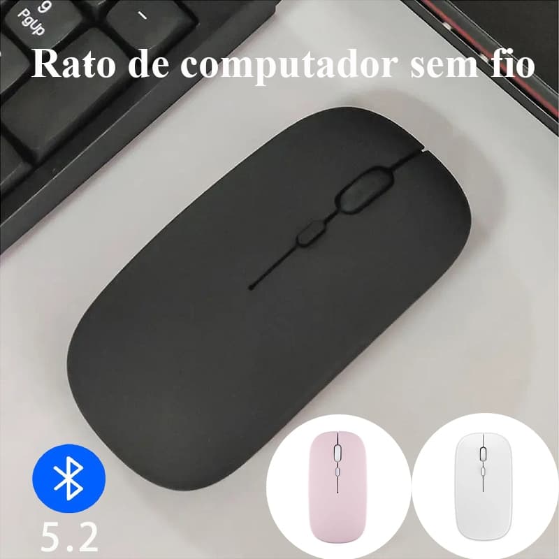 Mouse Bluetooth Silencioso Sem Fio Recarregável Compativel com Mac Windows