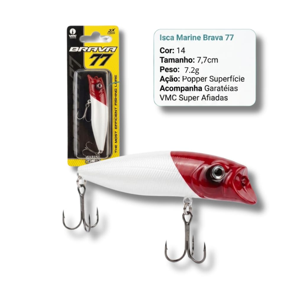 Isca Artificial Brava 77 Marine Sports Meia Agua E Popper Tucunare Robalo 7,2g