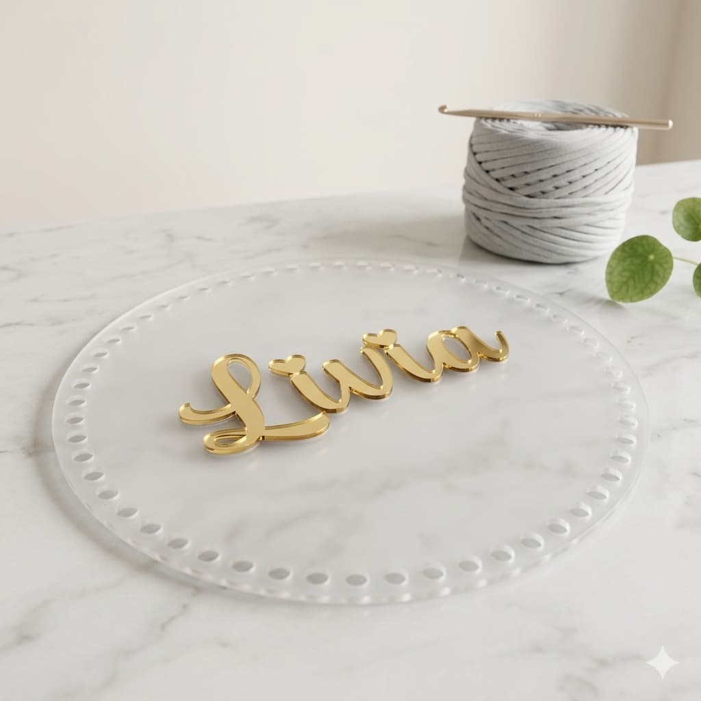 Bases de Acrílico Premium para Crochê – 20cm - 25cm Personalização com Nome