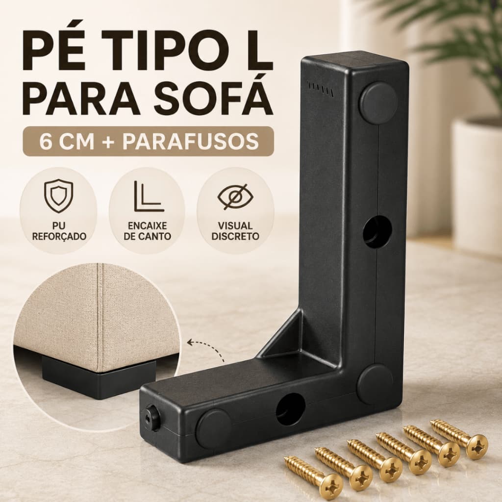 Pé De Sofá Plástico Reforçado Apoio Resistente Para Sofá Puff Poltrona